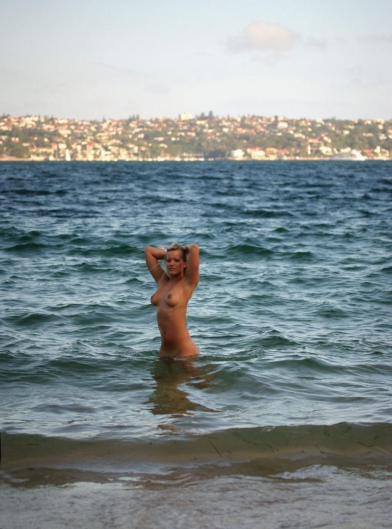 young blonde girl in the sea