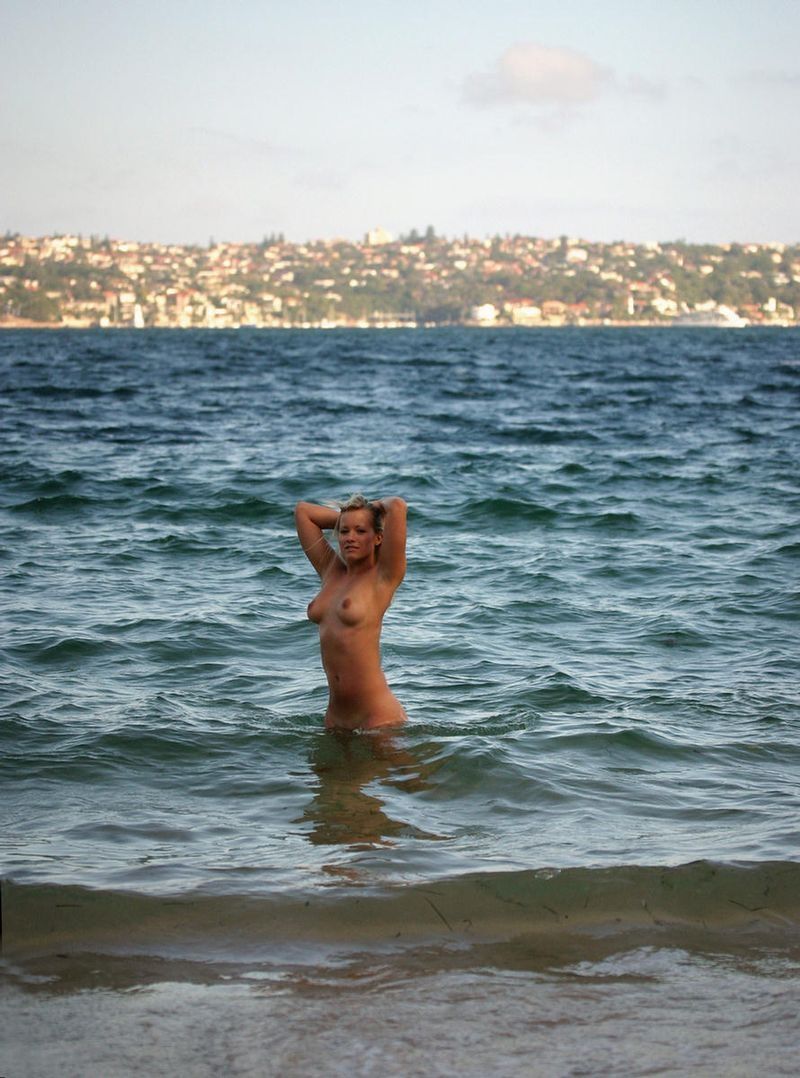 young blonde girl in the sea