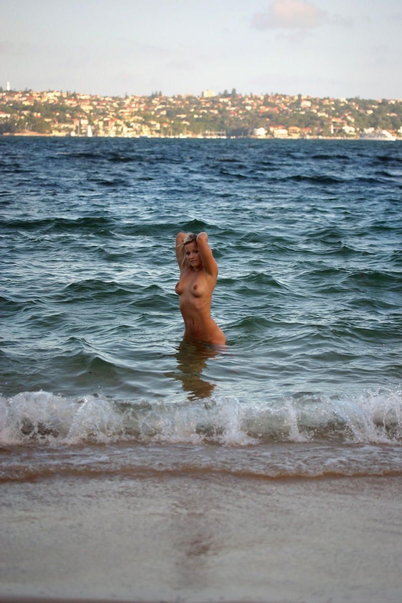 young blonde girl in the sea