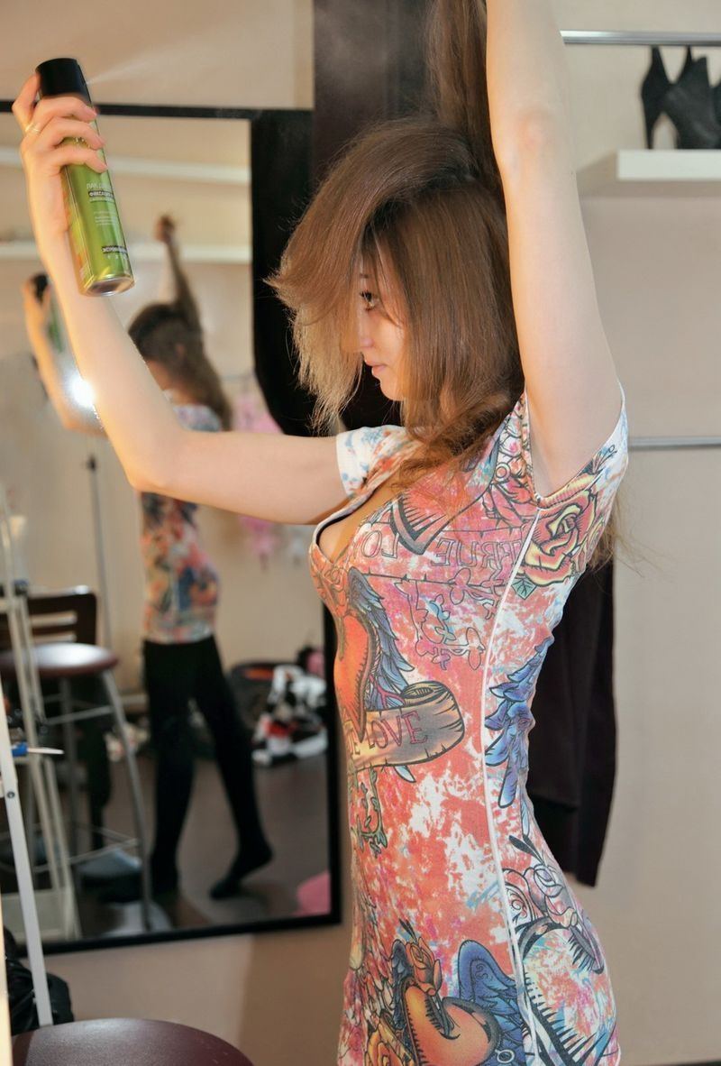 young brunette girl in the dressing room