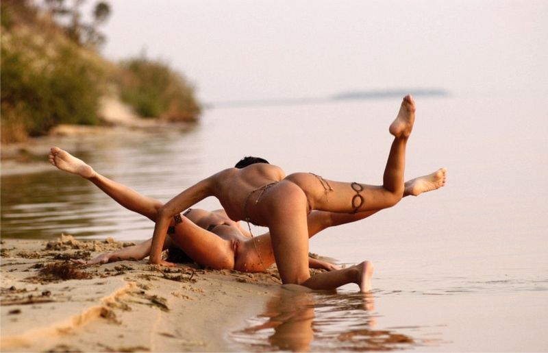 two young girls posing in the lake