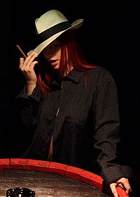 Babes: red haired girl in gangster style