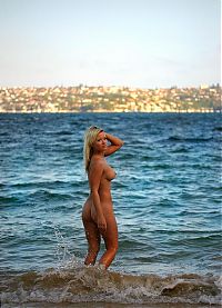 Babes: young blonde girl in the sea