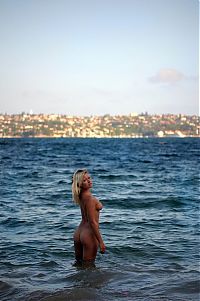 Babes: young blonde girl in the sea