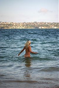 Babes: young blonde girl in the sea