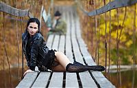 Babes: black haired girl in black on the old bridge