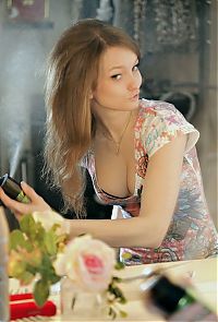 Babes: young brunette girl in the dressing room