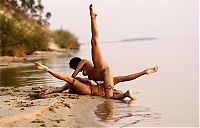 Babes: two young girls posing in the lake