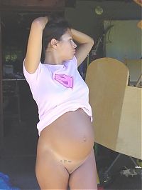Babes: young brunette girl pregnant in her teenage years