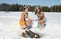 Babes: two young brunettes outside in the winter