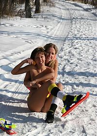 Babes: two young girls outside in the winter