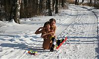 Babes: two young girls outside in the winter