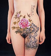 Babes: asian girl with japanese body painting