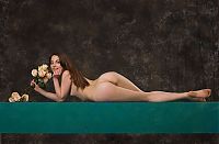 Nake.Me search results: young brunette girl posing with pink roses